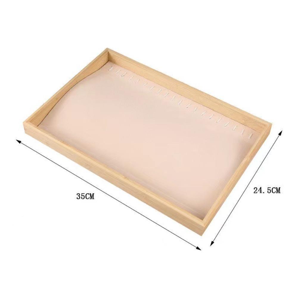 Rectangle Jewelry Display Tray Bamboo Wooden Jewelry Display Shelf Display Props бежевый