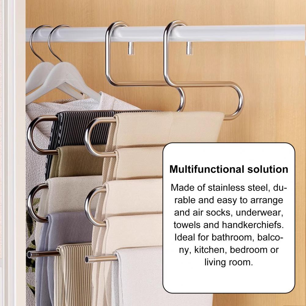 Stainless Steel Pants Rack Multi-layer Coat Hanger Organizer Strong Load-bearing Multi-Functional Hanger Trouser Storage Rack