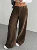 European American Loose Wide-Leg Women's Casual Pants with Pockets