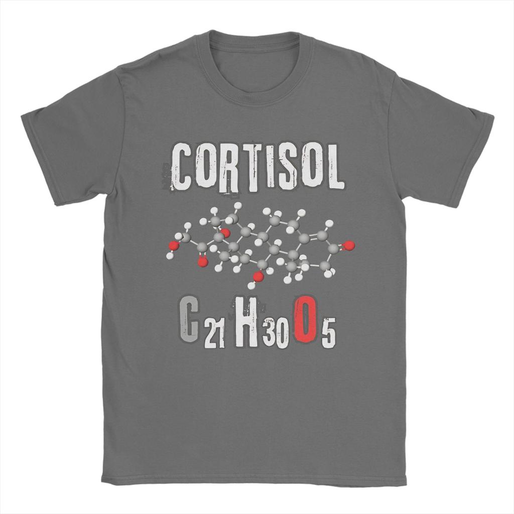 Magliette Design Molecola Cortisolo Uomo Cotone Puro Magliette Novità Girocollo T-shirt Manica Corta Top Stampati