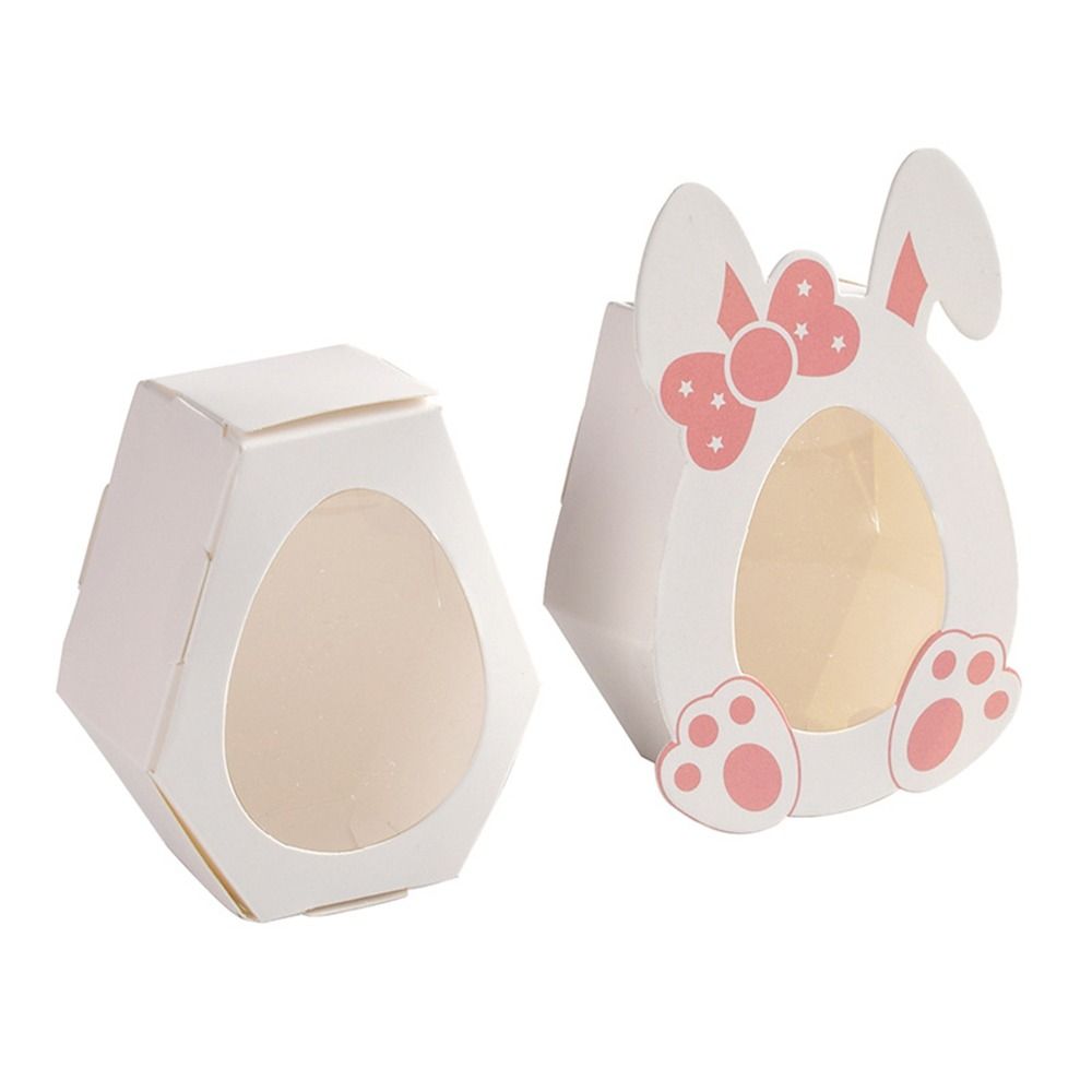 10PCS Pink Blue Easter Gift Box Eggs Visual Window Cartoon Rabbit Ear Candy Case Easter Decoration Candy Snack Packaging Boxes