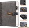 A5 Business Planner with Lock, Antique Style, Loose-Leaf Diary with 6-Ring Lock, Card Storage, High-Quality Waterproof PU Leather, Brown, 230x180mm, P