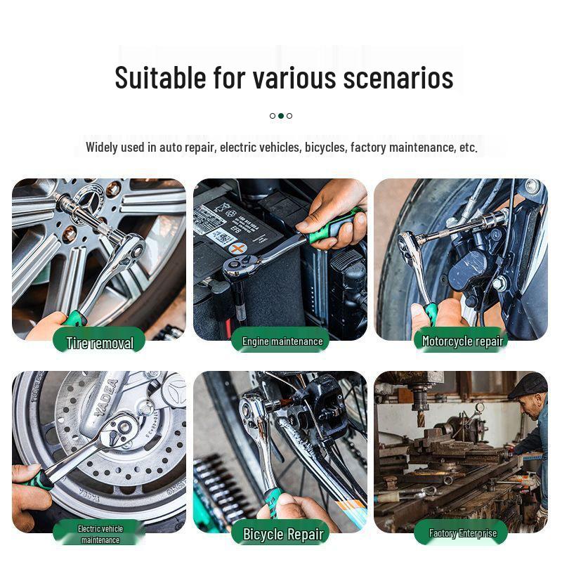 Portable Industrial-Grade Chrome-Molybdenum Steel Ratchet Wrench Set - Large, Medium & Small, 72-Tooth
