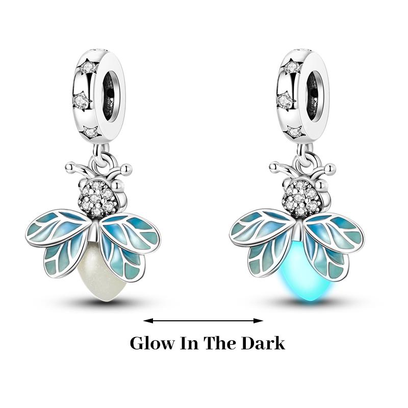 925 Silver Plated Fireflies Butterfly Stars Luminous Charms Beads Fit 3mm 925 Original Bracelets DIY Jewelry Gift