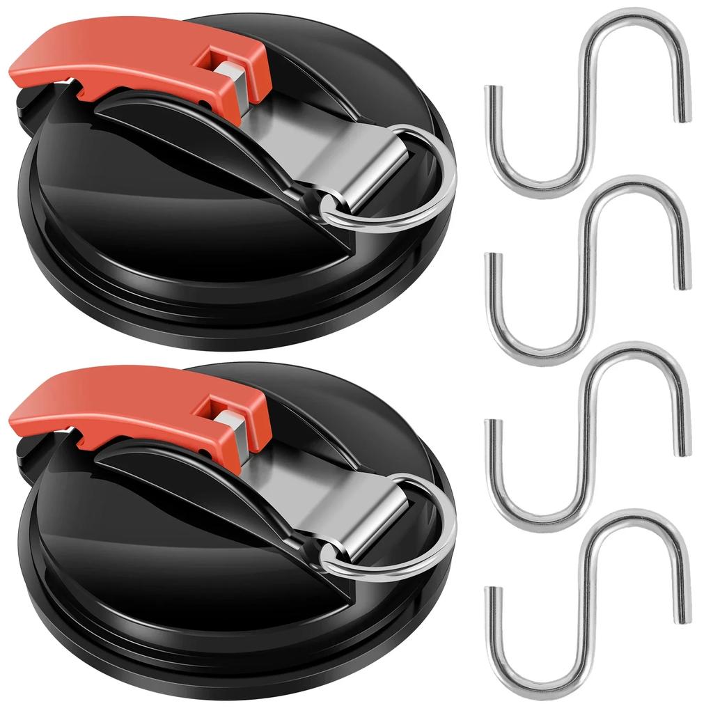 1-4PCS Multifunctional Heavy Duty Suction Cup Device Tie Tensioner Down Luggage Tarps Tents Camping Car Van with Securing Hook