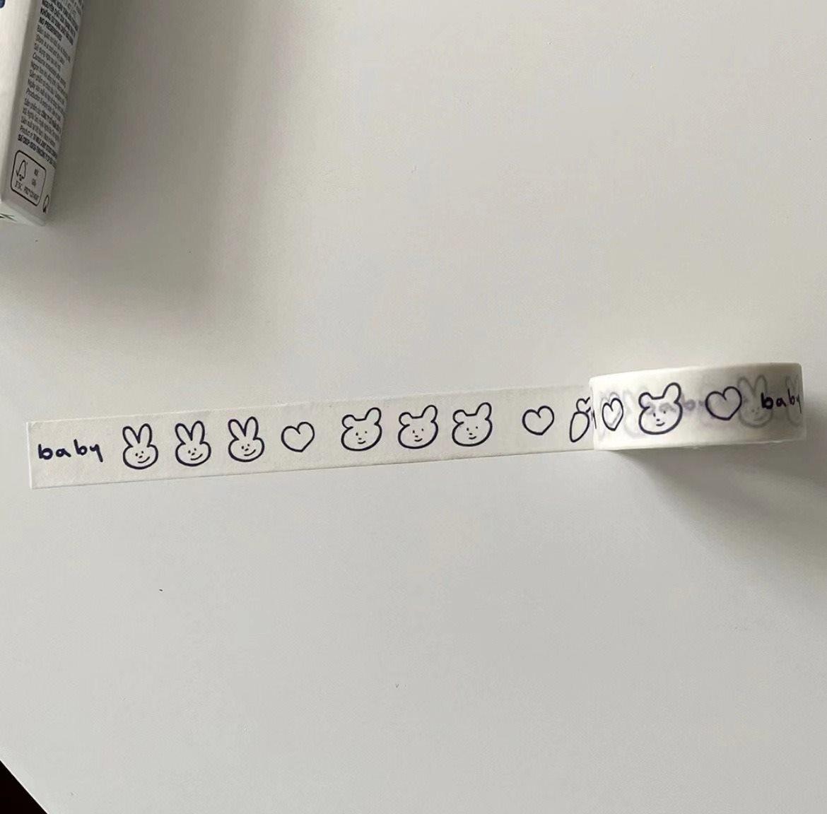 

1roll Retro and paper tape, leaving no trace, small and fresh hand account stickers, adhesive tape, simple black and white