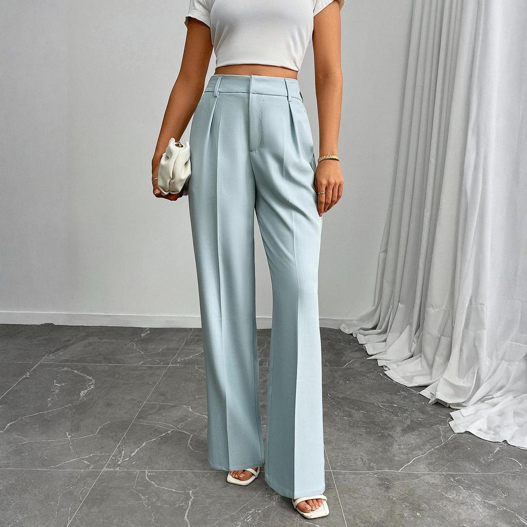 Women's Casual Business High-Waisted Loose Straight Wide-Leg Suit Pants