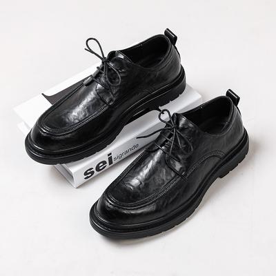 Foot Wide Leather Shoes Men'S British Style Black Big Head Casual Business Dress Wedding Groom Leather Shoes 99291-W