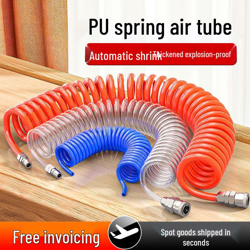 Retractable 8mm PU Spiral Air Hose with Quick Pneumatic Connector