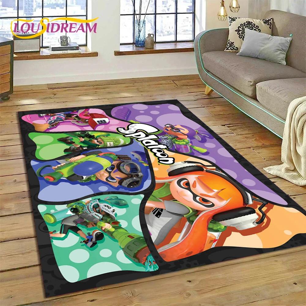 Splatoon3 PC hráč Kreslená hra Koberec do ložnice Obývací pokoj Dekorace domácí pohovky,Hra pro děti Velká dekorační rohož na podlahu Dárek