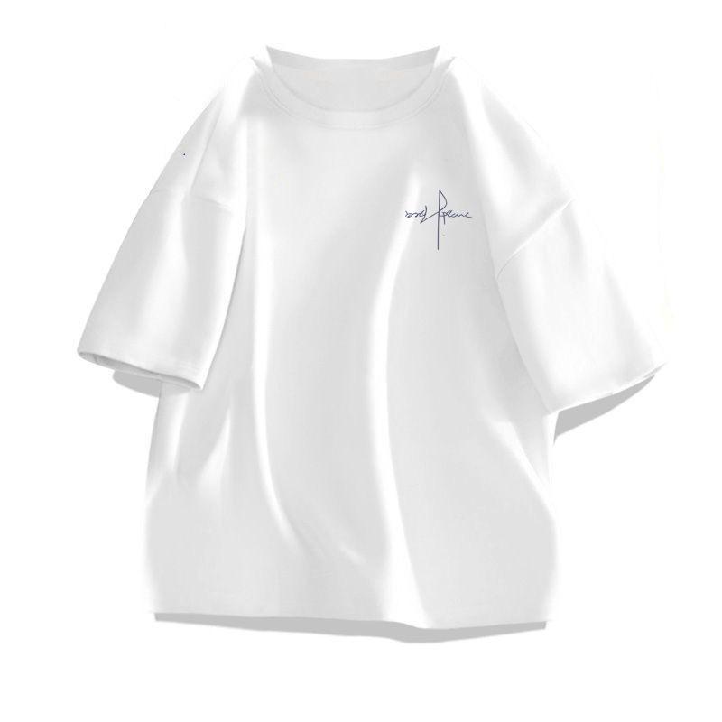 Unisex Trendy Cotton Short Sleeve T-Shirt - Simple Print, Five-Point Sleeve, Summer Style