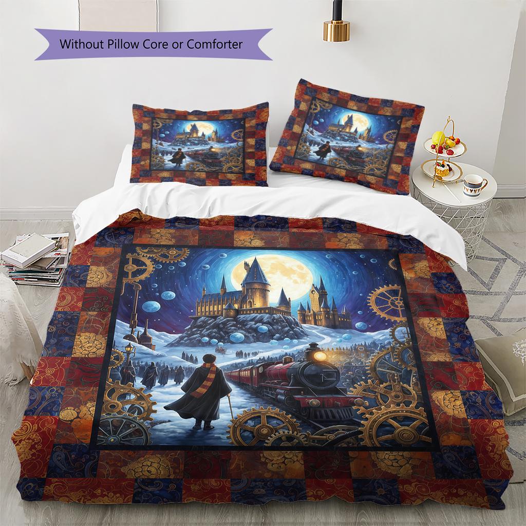 Cartoon-Muster Bettwäsche Steppbett-Set Bettbezug Kissenbezug Heimdekoration Geburtstagsgeschenk (1 Bettbezug + 2 Kissenbezüge, ohne Füllung)