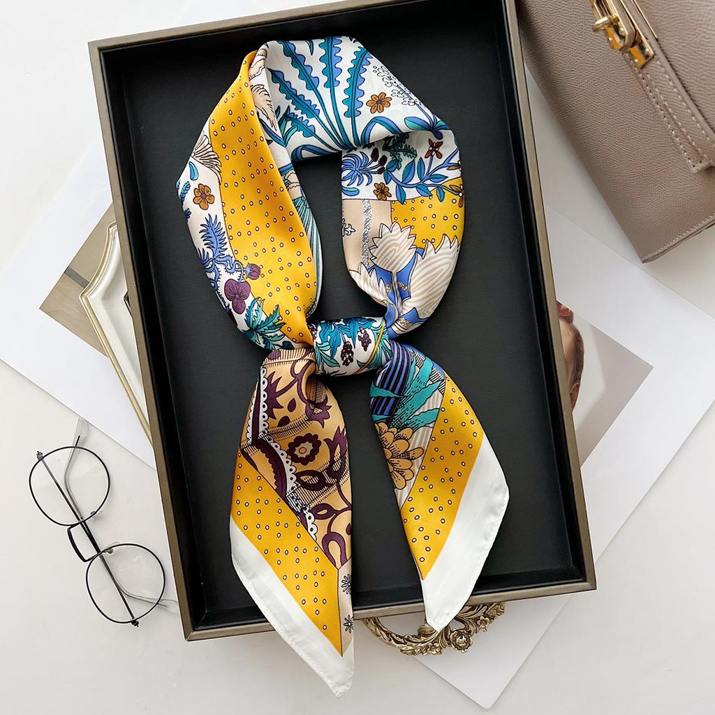 Luxury Print Square Silk Scarfs For Women Decorate Neck Ties Fashion 70*70Cm Kerchief Lady Summer Beach Hijab Female Neckerchief