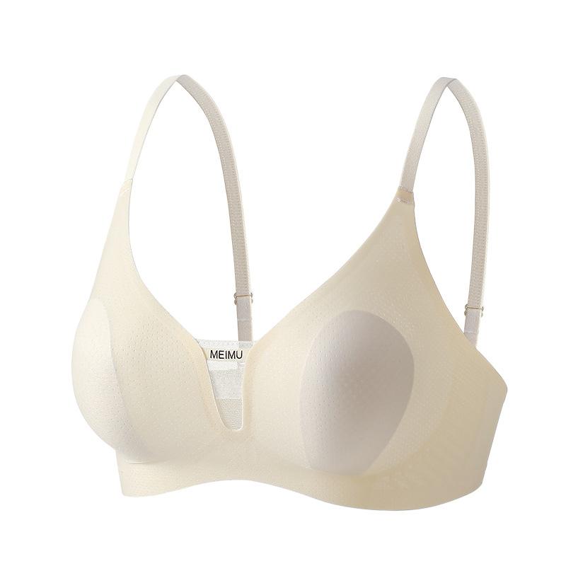 Traceless Underwear Breathable Antibacterial Small Gathering Comfortable No Steel Ring Rabbit Ear Cup Sexy Soft Support Ultra-thin Bra