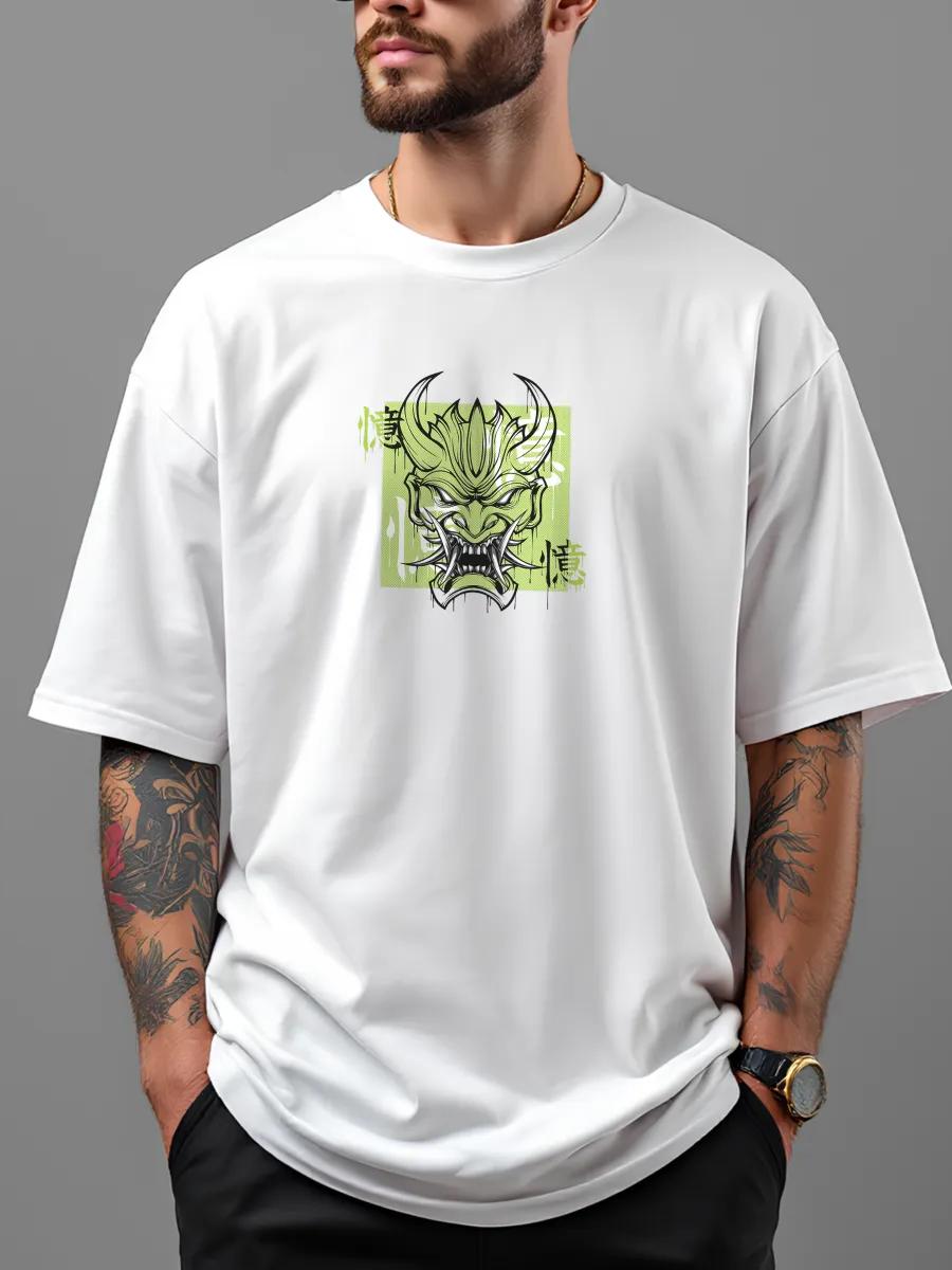 Black biker T-shirt with print XL