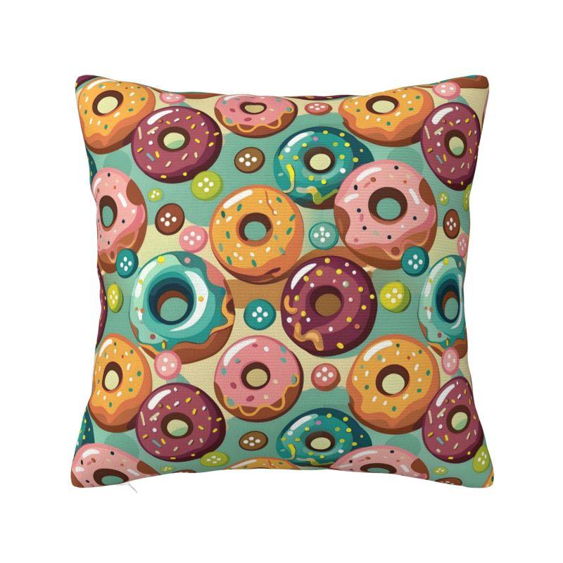 Custom Modern Chocolate Donut Doughnut Sofa Cushion Cover Velvet Funny Pattern Food Pillow Case Home Decorative 30x30cm 12x12in