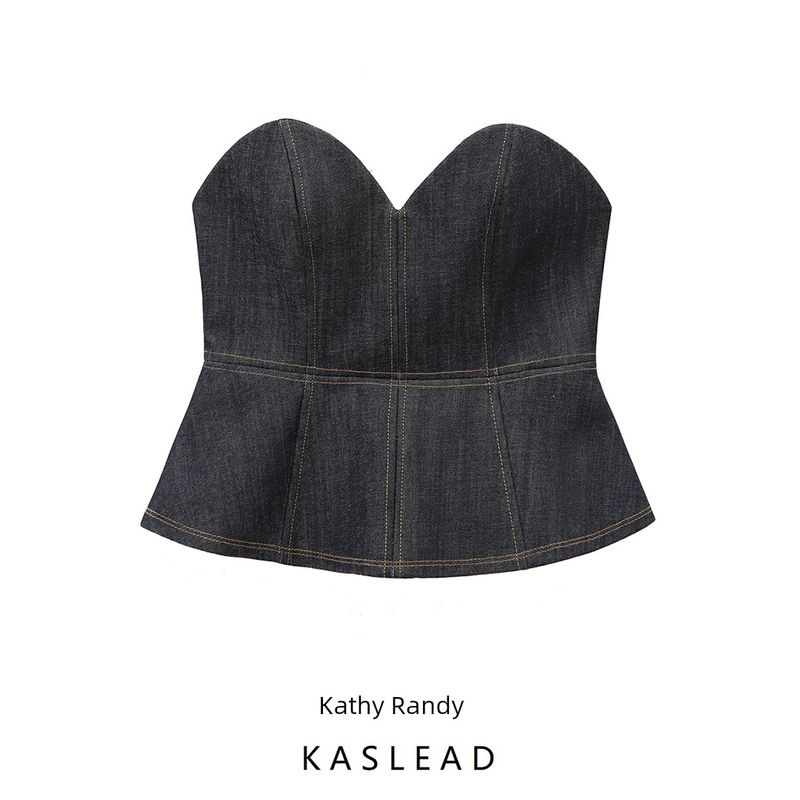Kaslead New Arrival Women's Fashion Style Fashion Minimalist Short Skirt Hem Denim Corset