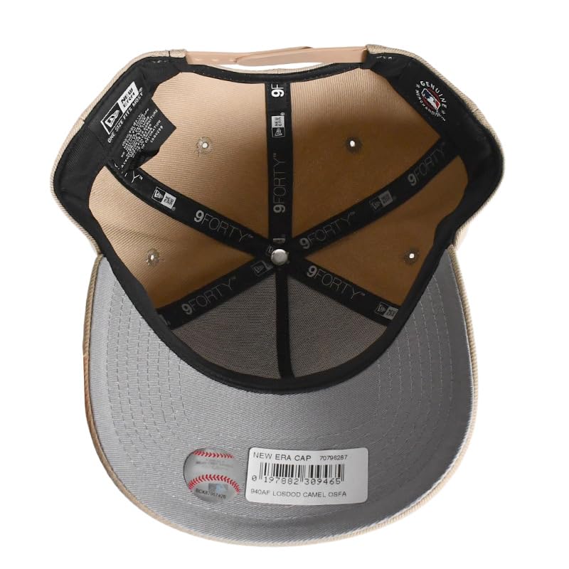 New Era Cap Los Angeles Dodgers Upside Down LA Logo 9FORTY A-Frame Snapback Beige Free Size Used