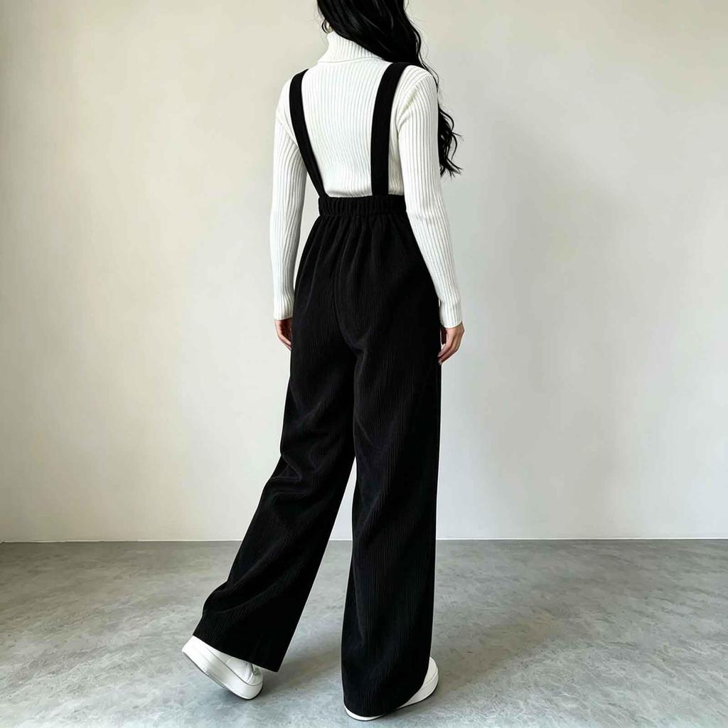 Damskie Codzienne Sztruksowe Ogrodniczki Spodnie na Co Dzień