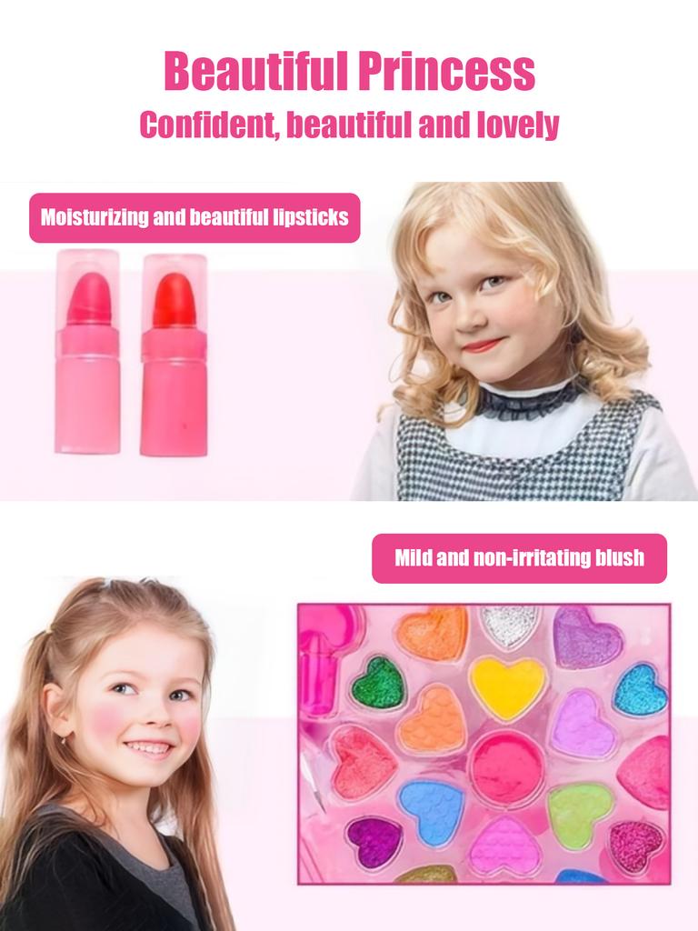 Kids Beauty Makeup Kit for GirlsLittle Handbag Make-up Toys Princess Washable Pretend Play Cosmetic Set Toys birthday gifts