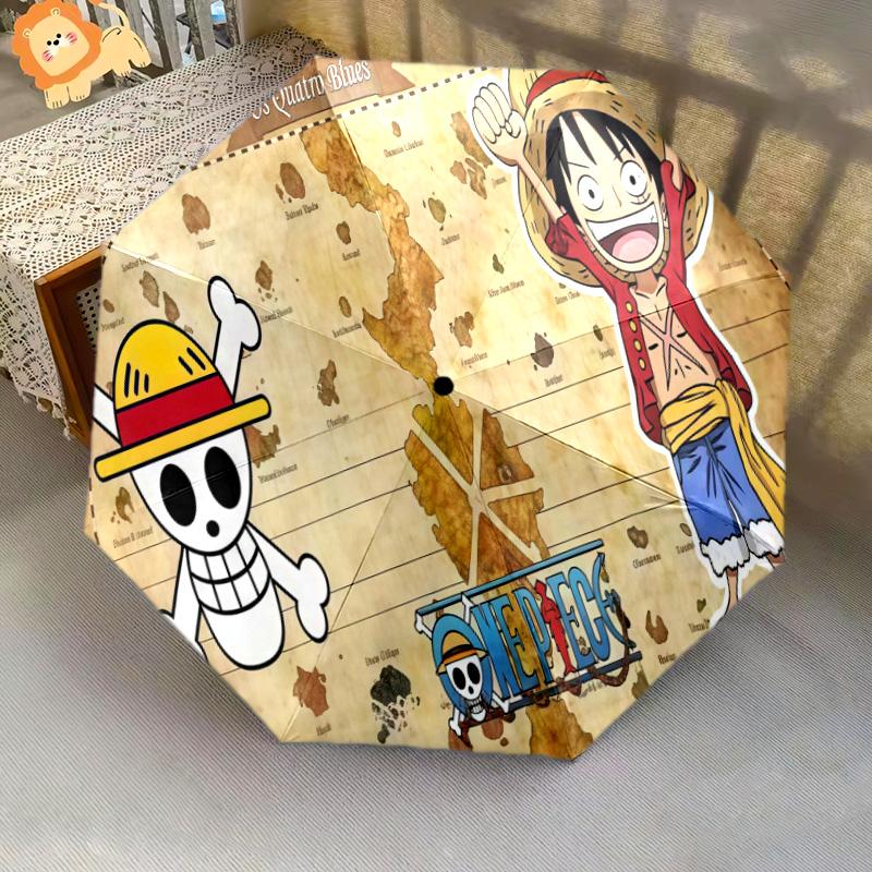 1 PC Automatic Folding Umbrella - One Piece Monkey D Luffy Pattern Portable Foldable Design With 8 Ribs Christmas Birthday Gifts