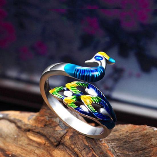 Frauen Armband Bunte Pfau Schmuck Elegante Galvanik Ring Armreif für Hochzeit