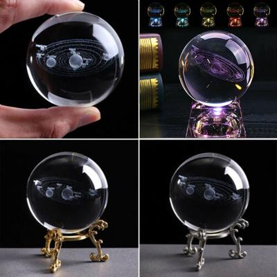 3D Solar System Crystal Ball Engraved Solar System Miniature Planets Model