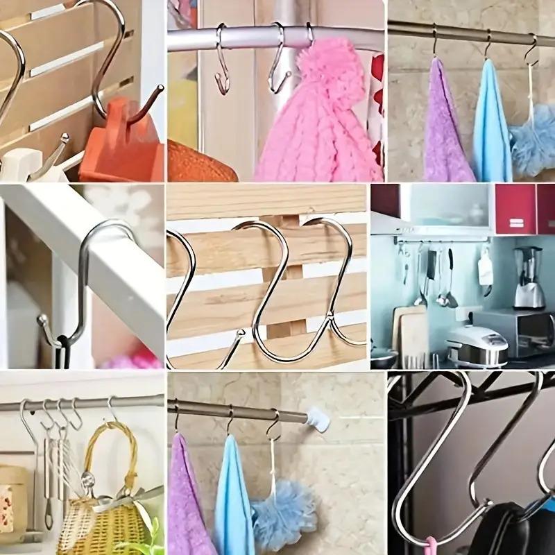 20 Stück Schwerlast-S-Haken aus Edelstahl - Rostfreie Küchenhaken, Gebogenes Design, Platzsparender Organizer für Töpfe, Pfannen, Taschen, Tassen, Besteck