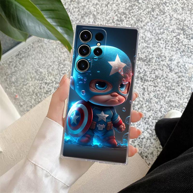 Cute Marvel Baby Groot Rocket Transparent Case For Samsung Galaxy S26 S25 Ultra S24 S22 S26 Plus S20 S23 S21 S25 FE Clear Cover