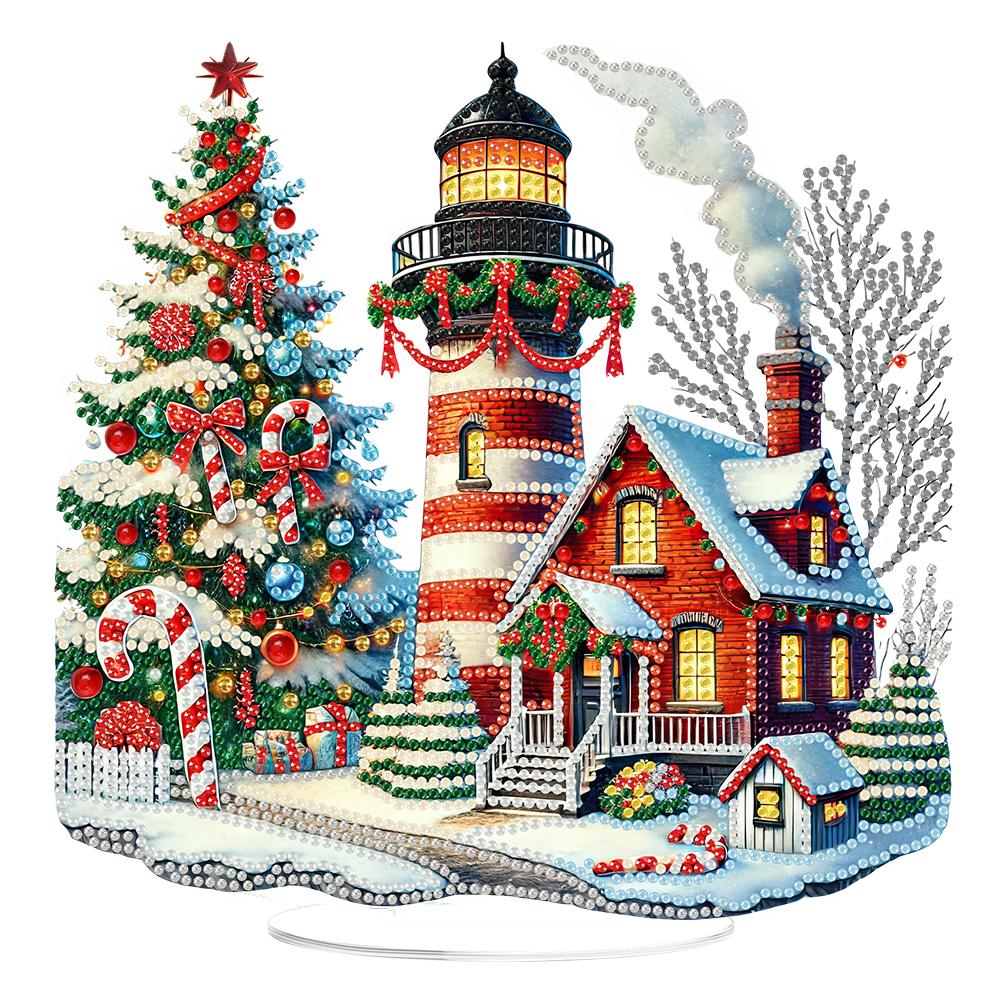 2D/Flat Xmas DIY Diamond Painting Tabletop Ornaments Kit Table Top Diamond Painting Ornament Kits for Home Office Desktop Decor