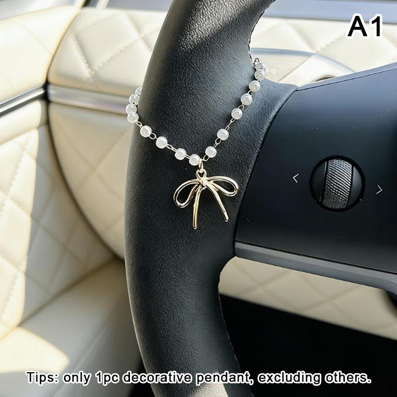 Sparkling Rhinestone Bow Chain, Car Steering Wheel Decoration, Exquisite And Elegant, Ladies' Car Interior Decoration Unique