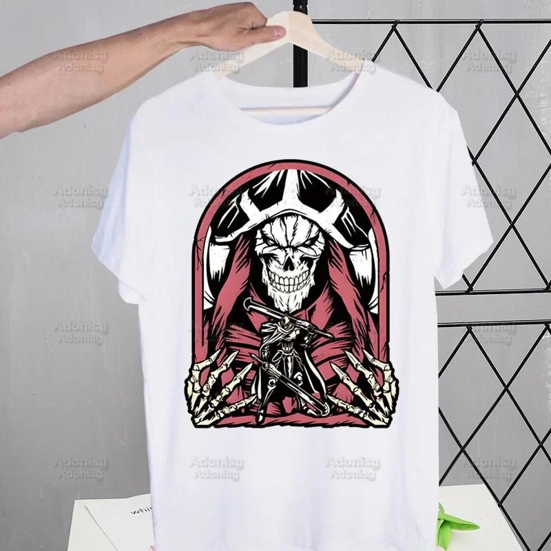 Overlord Anime Albedo T Shirts For Guys O-Neck Short Sleeve Ainz Ooal Gown Momonga T-shirt Regular Men Hip-Hop Tee Shirt