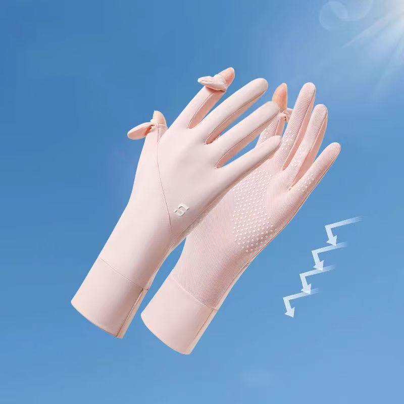 Damen Sonnenschutz Eisseide Handschuhe Weibliche Sommer Sonnenschutzhandschuhe Radfahren Fahren Fäustlinge Dünne Anti-UV-Handschuhe 1 Paar