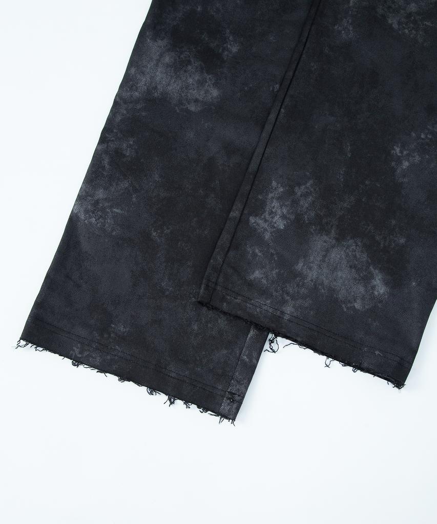 TONSIL Dirty Wash Elastic Waist Double Pleated Wide Pants Black