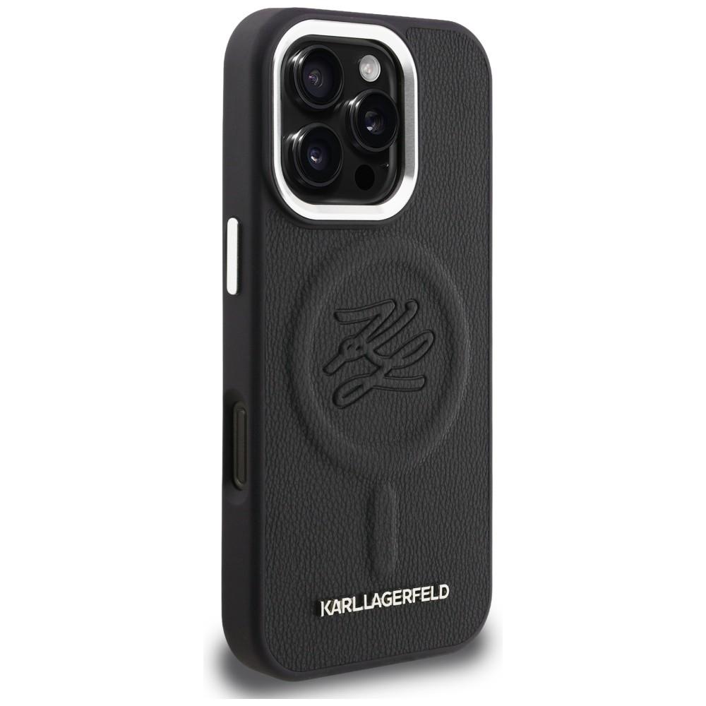 Karl Lagerfeld Initial & Metal Logo MagSafe Case for iPhone 16 Pro Black