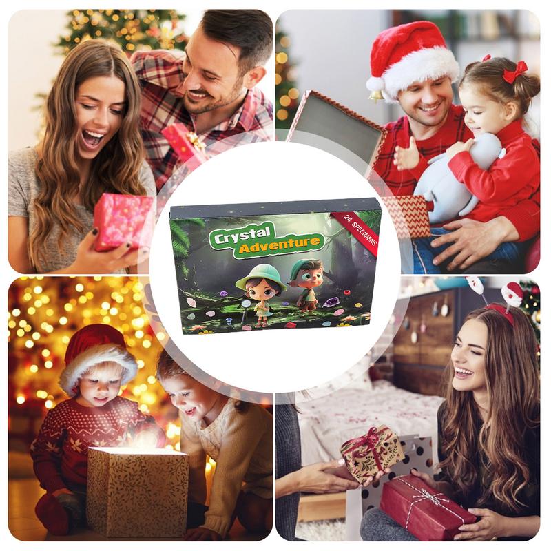 Natural Gemstone Advent Calendar Christmas Advent Calendar Rocks Kids 24 Days Natural Rock Calendar Gemstone Stone Learning Kit
