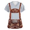 Women's V Neck Short Sleeve Work Shirt with Pockets Oktoberfest Print Top Medical Nurse Uniform Scrub Tee for Healthcare Professionals
