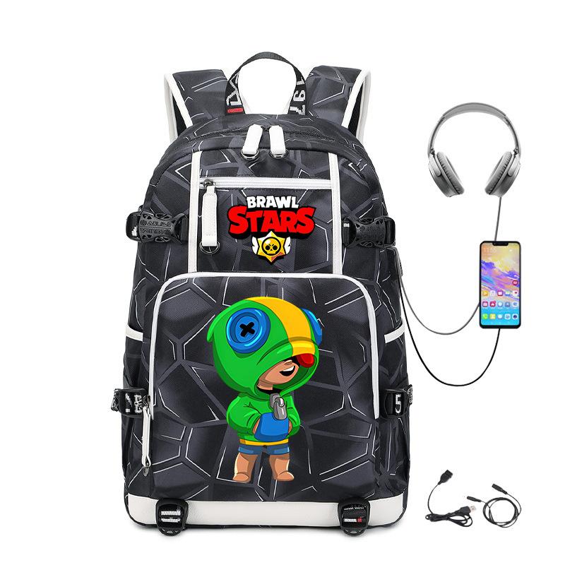 Brawl Stars Peripheral With Usb Backpack Student Outdoor Travel Large Capacity Mountaineering Bag