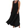Women's Fashion Casual Colour Sleeveless Cotton Linen Pocket Dress