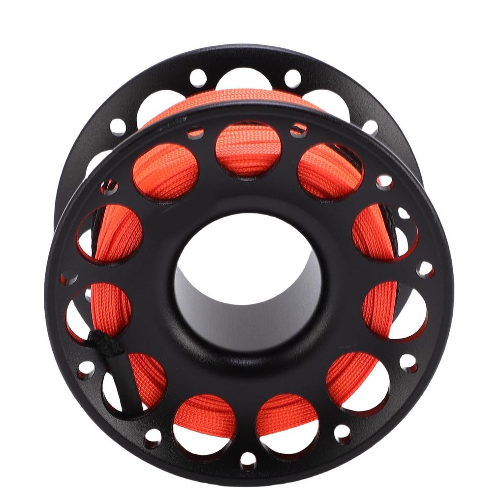 30m 98.43ft Scuba Diving Reel Aviation Aluminum With Double Ended Hooks Multi Purpose Finger Spool Reel Black