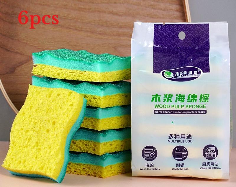 Wavelet Wood Pulp Cotton Sponge Wipe  Kitchen Cleaning Sponge No Scratch Pot Or Dish Degradable Sponge