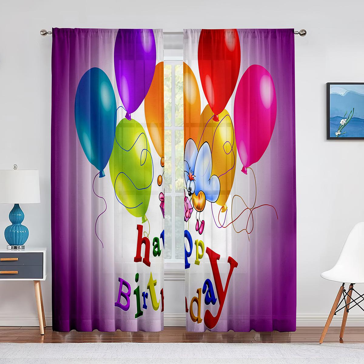 Празднование Дня рождения Яркие Шары Прозрачные Шторы для Гостиной Вуаль Штора Спальня — фото 3