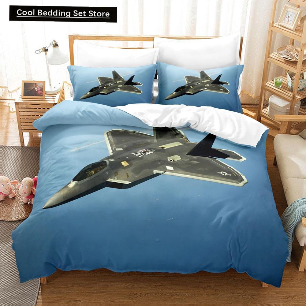 Fighter Fire King Queen Full Duvet Cover Cool Airplane Bedding Set Military Fans Quilt Cover Red Black Polyester Comforter Cover