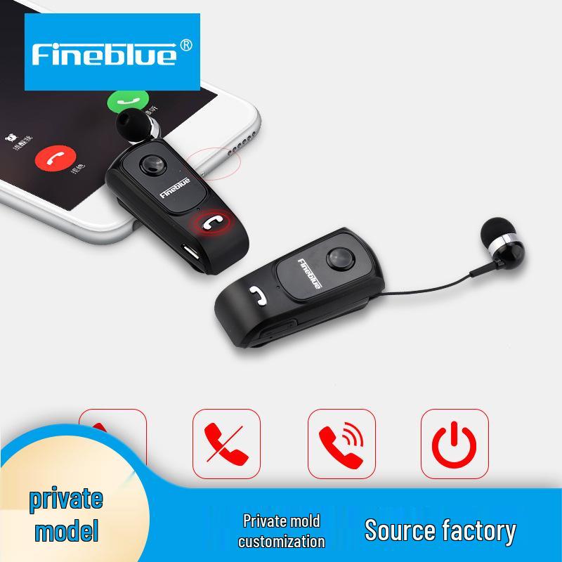 Jialan F920 Retractable Bluetooth Earphone, Wireless Fast-Charge, Clip-On Design for Business and Gaming