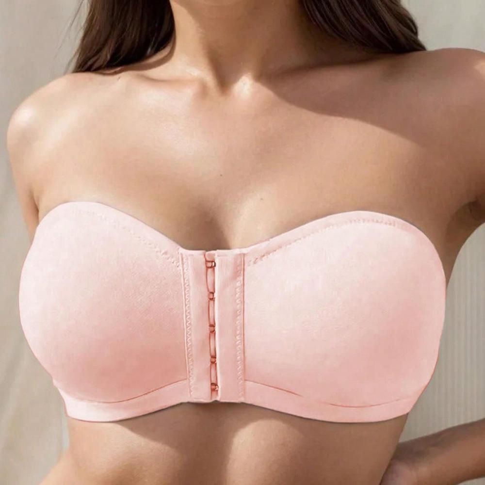 Cross-Border Strapless Bandeau Bra with Front Multi-Row Buckle - Seamless & Comfortable Design