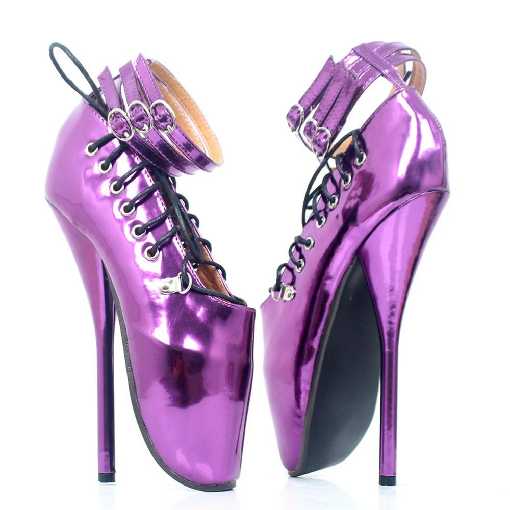 

Модные туфли на высоком каблуке для балета FHC 18 см, женские туфли-лодочки, мужская обувь для фетишизма и кроссдрессинга, ремешки с пряжками на щиколотке, красные, леопардовые, фиолетовые, цвета на заказ 39