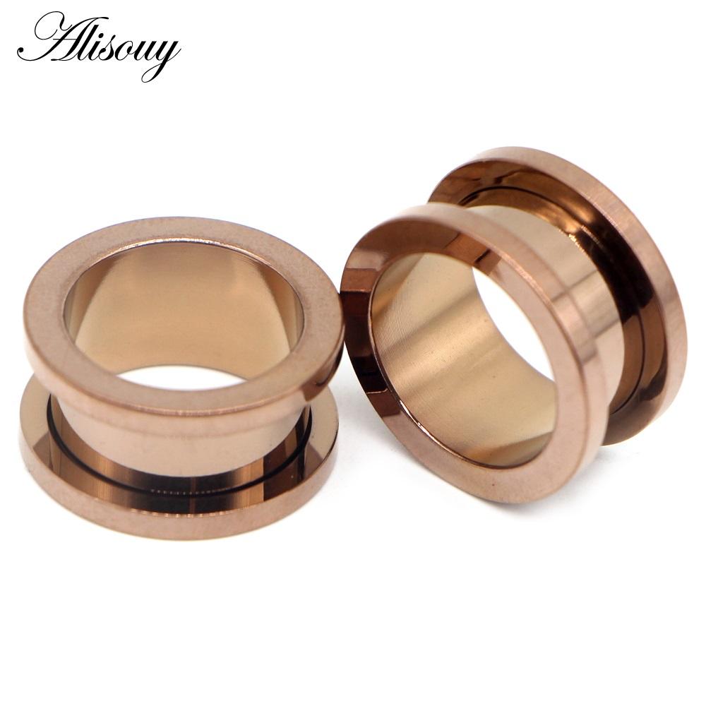 New 2pcs Colorful Anodized Stainless Steel Screw Fit Ear Flesh Tunnel Earring Plug Expander Body Jewelry Piercing Earlet Gauges