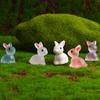 10pcs Cute Mini Luminous Resin Bunnies Miniature 3D Little White Rabbit Ornament Micro Landscape Dollhouse Decoration Diy Toys