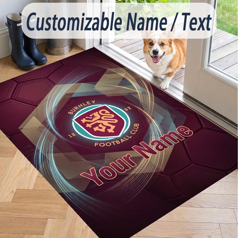 Custom Text Printed Rug Burnley Football Non Slip Floor Carpet For Home Room Decor