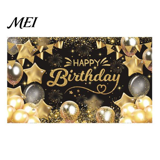 Birthday Celebration Banner Happy Backdrop, Party Photo Background Cloth for Celebration, Double-sided Printed Bunting Flag Decor Kids Women, Supplies